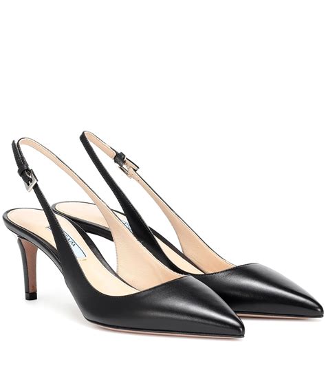 prada black slingback pumps|prada buckle sculpted heel pump.